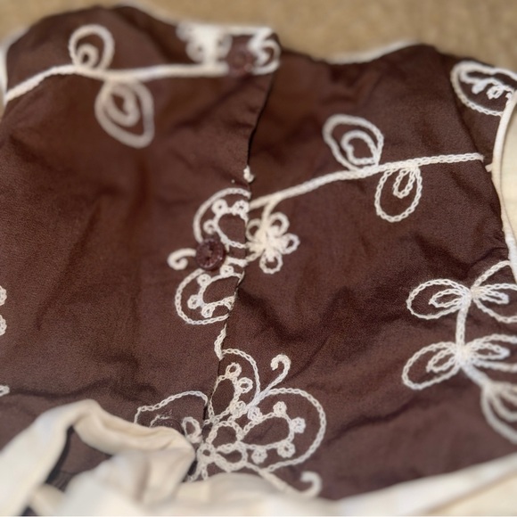 Maggie & Zoe Brown and White Embroidered Floral Toddler Dress 2T - Picture 5 of 6